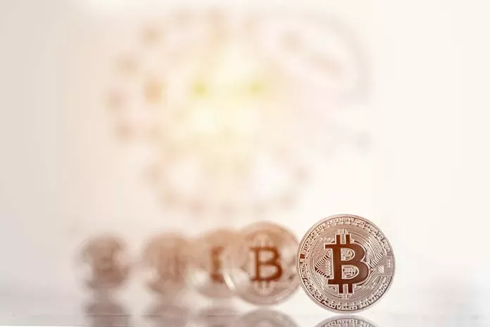 Bitcoin with light background
