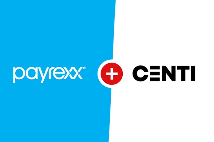 Centi logo and payrexx with white & blue background